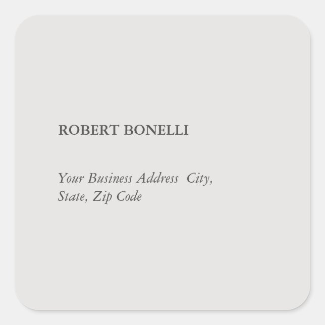 Unique Modern Platinum Grey Stylish Minimalist Square Sticker (Front)