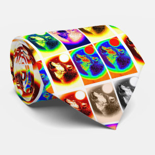 Unique Modern Pop Art Style Wolf Tie
