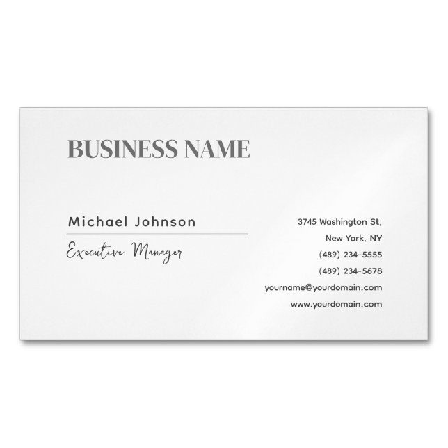 Unique modern professional minimalist chic 	Magnetic business card (Front)
