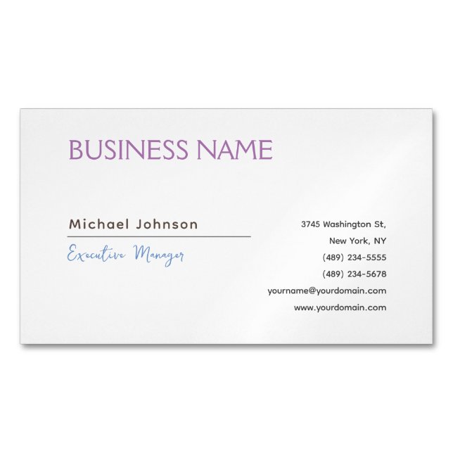 Unique modern professional minimalist chic 	Magnetic business card (Front)