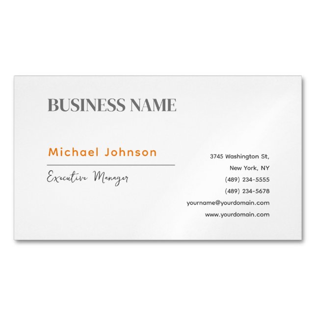 Unique modern professional minimalist chic 	Magnetic business card (Front)