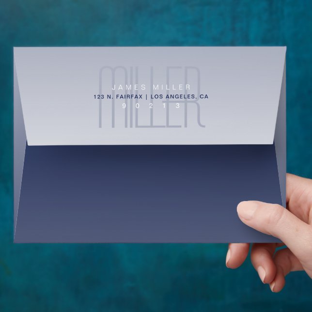 Unique Modern Purple Grey White Return Address Envelope (Hand)