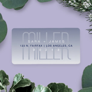 Unique Modern Purple Grey White Return Address Label
