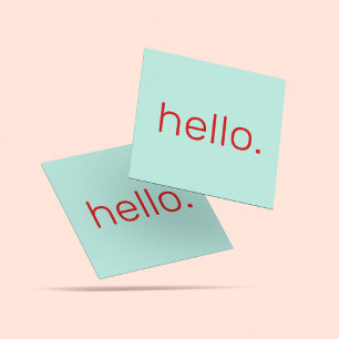 Unique Modern Red hello Typography Casual Square Business Card