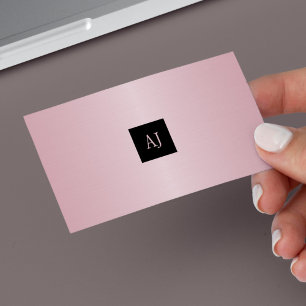 Unique modern rose gold monogrammed beauty business card