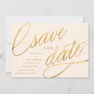 Unique Modern Save the Dates   Champagne & Gold Save The Date