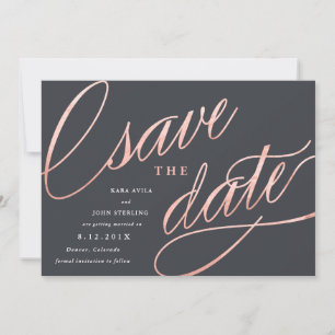 Unique Modern Save the Dates Rose Gold Date