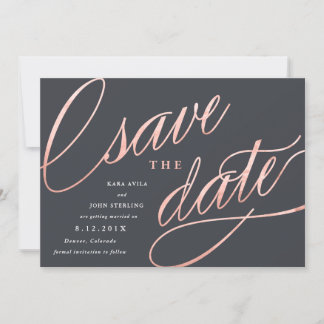 Unique Modern Save the Dates | Rose Gold Date