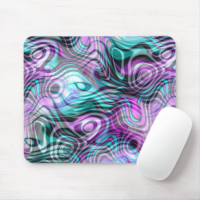 Unique Modern Stylish Marble Swirls Art Motif Mouse Mat (With Mouse)