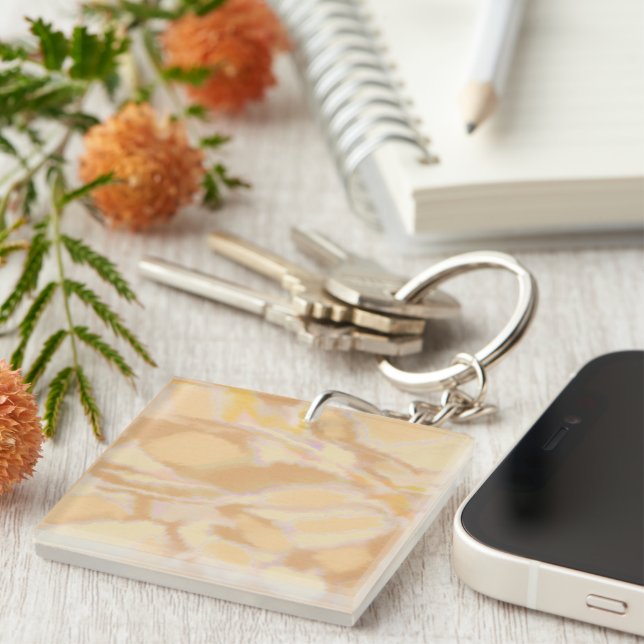 Unique modern watercolor hand drawing orange key ring (Front Right)