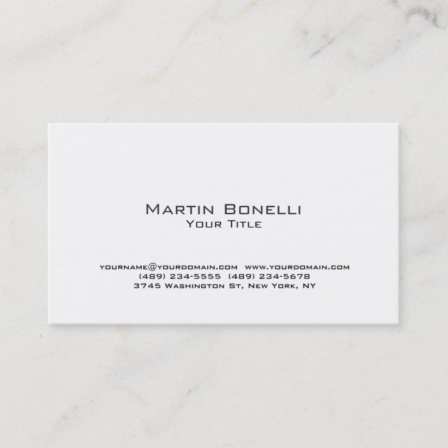 Unique Modern White Trendy Business Card (Front)
