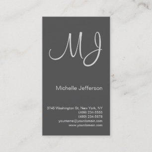 Unique Monogram Grey Elegant Business Card