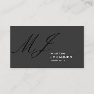 Unique Monogram Grey Plain Business Card