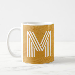 Unique Monogram Initial Textured Gold and White Coffee Mug