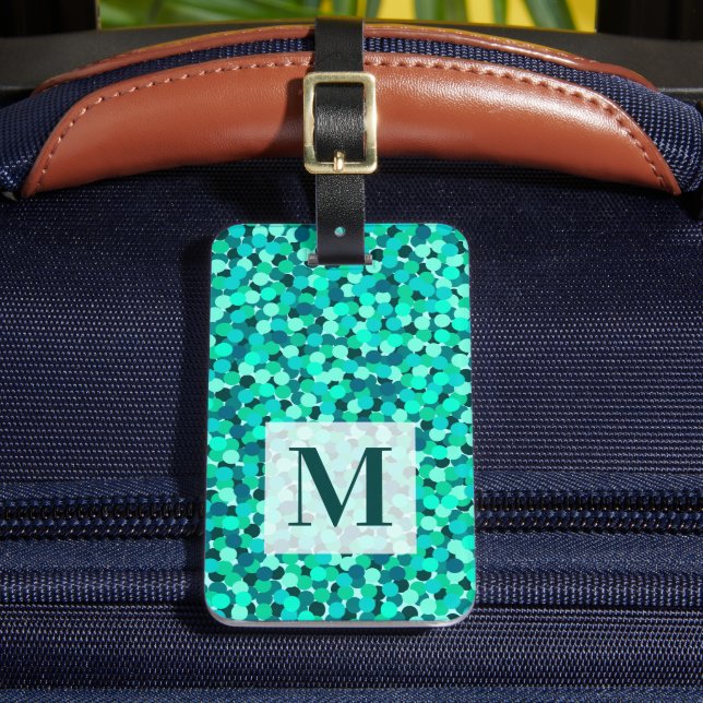 Unique Monogram Modern Girly Fun Luggage Tag (Front Insitu 2)