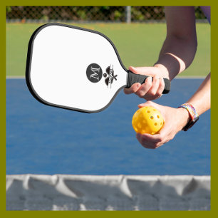 Unique Monogram Name Black White Pickleball Paddle