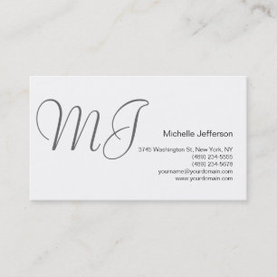 Unique Monogram White Grey Standard Business Card