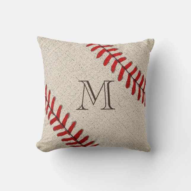 Unique Monogrammed Baseball Gifts for Dad Cushion (Front)