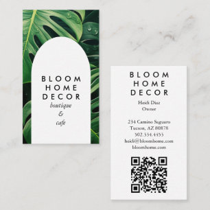 Unique Monstera Leaf Photography QR Code Arch  Business Card