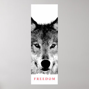 Unique Motivational Freedom Wolf Door Poster