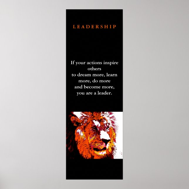 Unique Motivational Leadership Pop Art Lion Poster (Front)