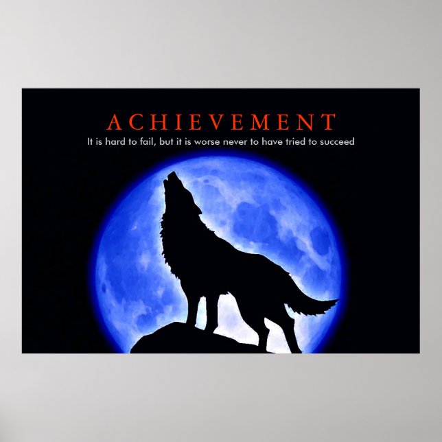 Unique Motivational Wolf Howling Poster Print (Front)