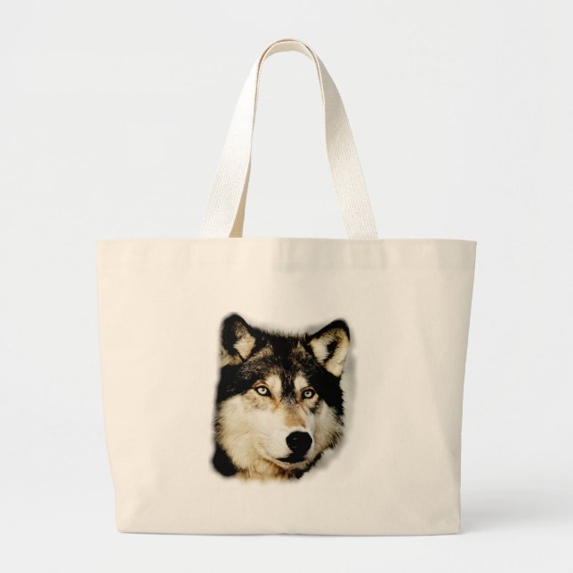 Unique Motivational Wolf Large Tote Bag (Front)