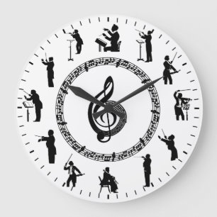 Unique Music Silhouettes Themed Large Clock