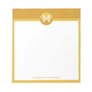 Unique Mustard Yellow Geometric Modern Monogram Notepad