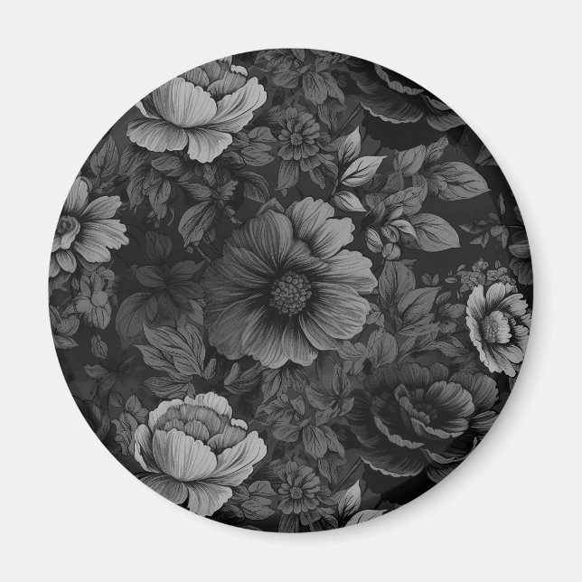 Unique Muted Colours Vintage Floral Print Magnet (Front)