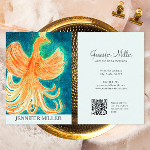 Unique Mythical Phoenix Bird Rising Watercolor Business Card