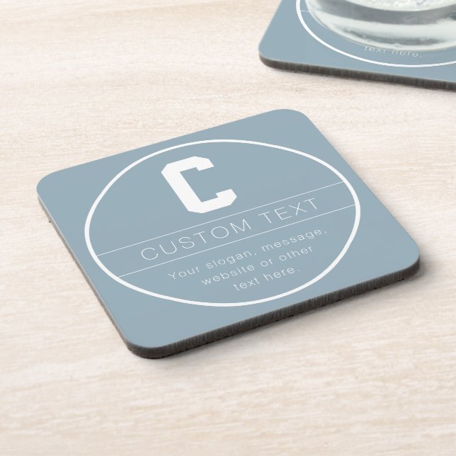 Unique Name & Monogram Template | Dusty Blue Coaster (Left Side)