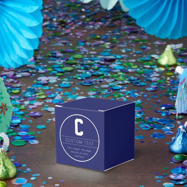 Unique Name & Monogram Template | Navy Blue Favour Box (Party)