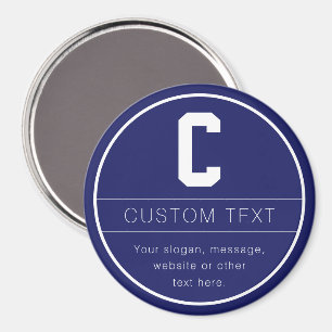 Unique Name & Monogram Template   Navy Blue Magnet