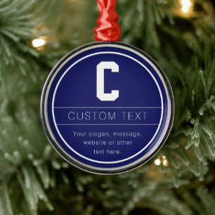 Unique Name & Monogram Template   Navy Blue Metal Tree Decoration