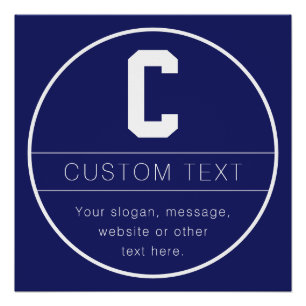 Unique Name & Monogram Template Navy Blue Poster
