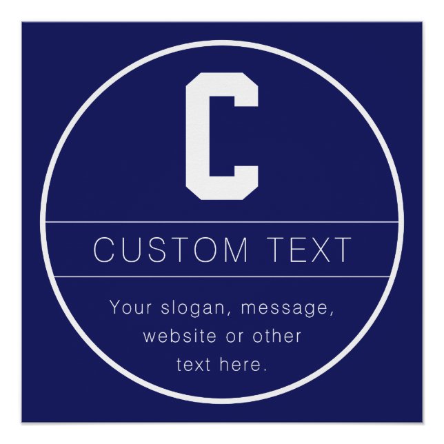 Unique Name & Monogram Template | Navy Blue Poster (Front)