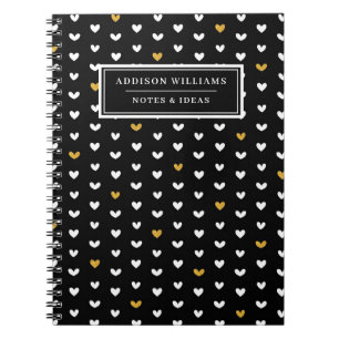 Unique Name Valentine's Day Gold Heart Pattern Notebook