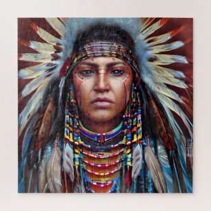 Unique Native American Warrior Jigsaw Puzzle