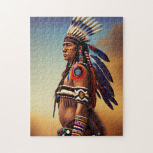 Unique Native American Warrior Jigsaw Puzzle