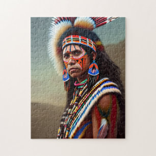Unique Native American Warrior Jigsaw Puzzle