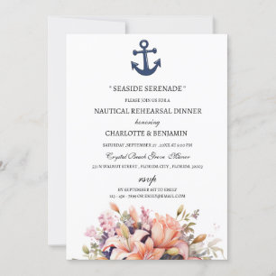 Unique Nautical Themed Beach Rehearsal Dinner Invitation