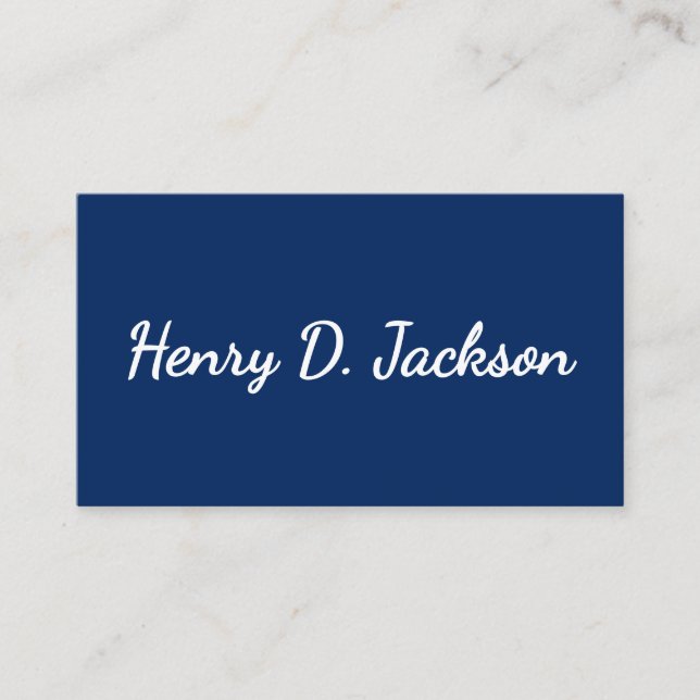 Unique Navy Blue Classical Handwriting Plain Enclosure Card (Front)