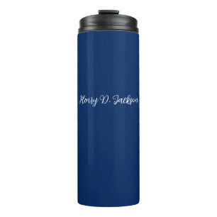 Unique Navy Blue Classical Handwriting Plain Thermal Tumbler