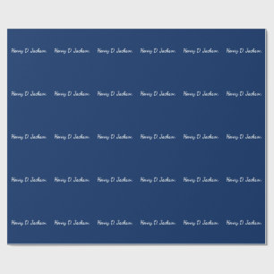 Unique Navy Blue Classical Handwriting Plain Wrapping Paper