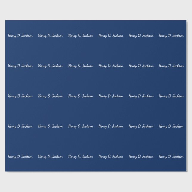 Unique Navy Blue Classical Handwriting Plain Wrapping Paper (Flat)