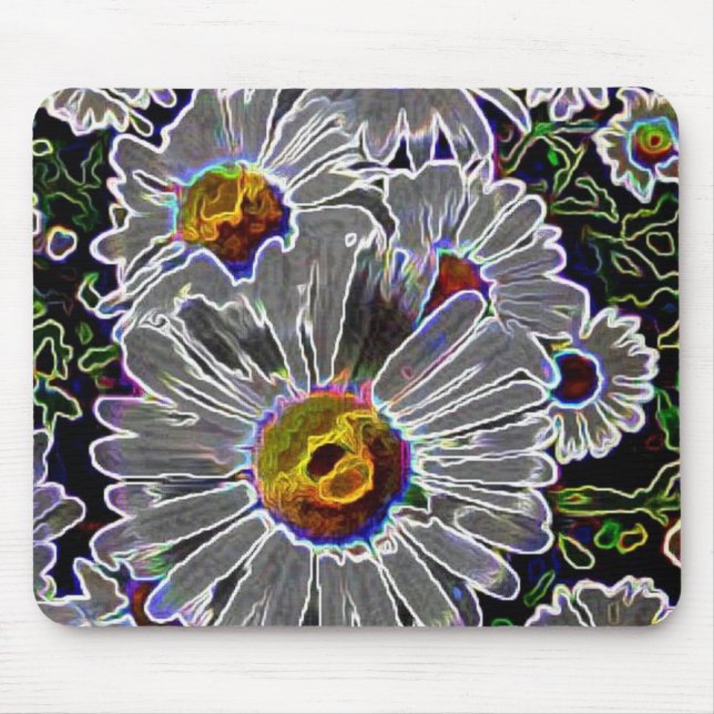 Unique Neon Daisies Mouse Mat (Front)