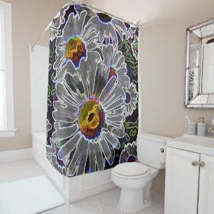 Unique Neon Daisies Shower Curtain