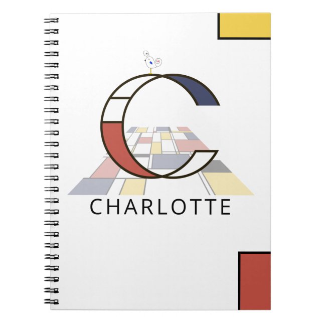 Unique Neoplasticism Style Monogram. Letter C Notebook (Front)