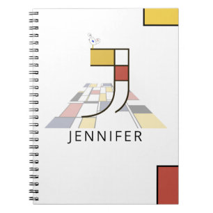 Unique Neoplasticism Style Monogram. Letter J Notebook